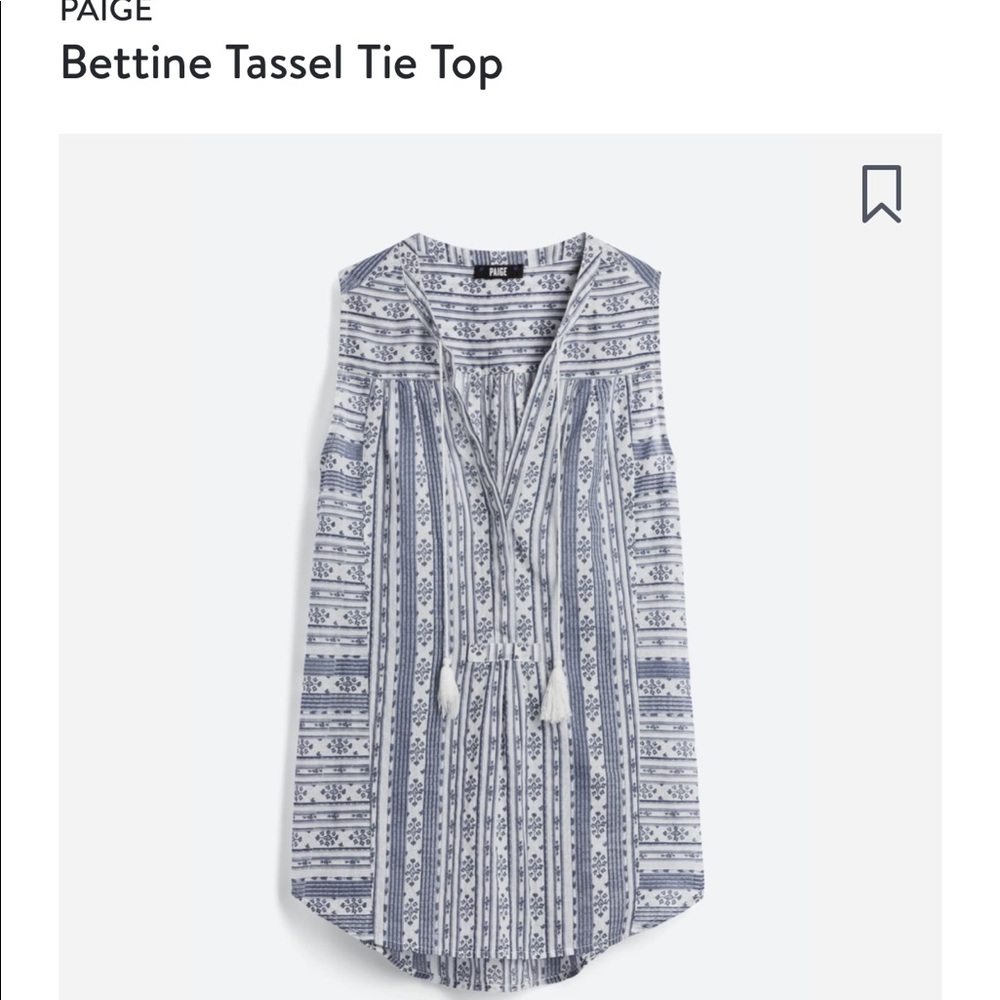 Stitch Fix PAIGE Blue & White Tassel Tie Top